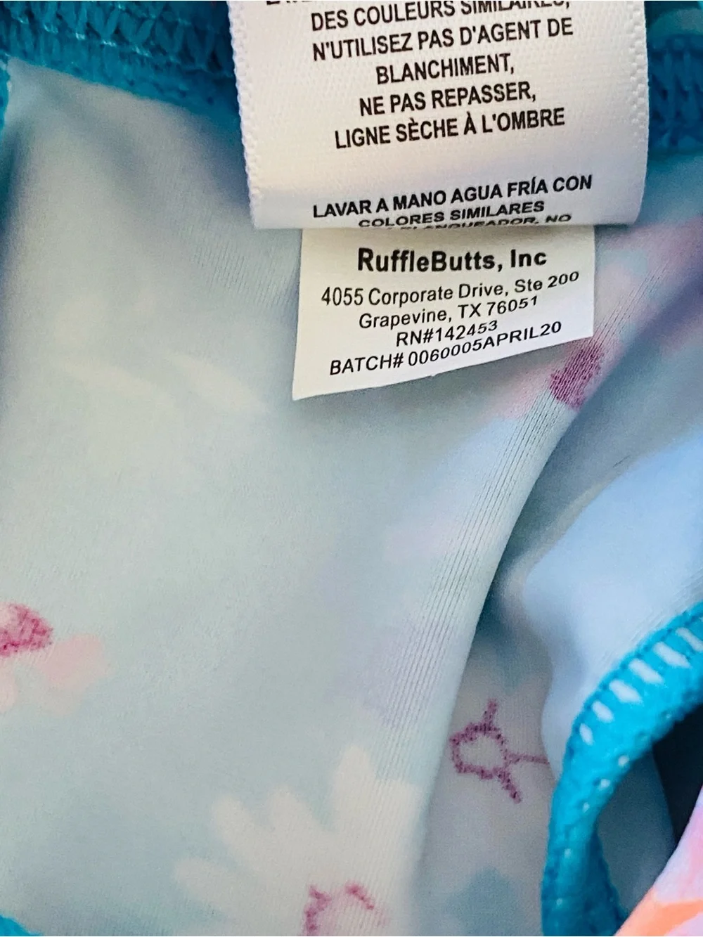 RuffleButts Baby UPF50+  Floral Long Sleeve One Piece Rash Guard 6-12M Swimsuit